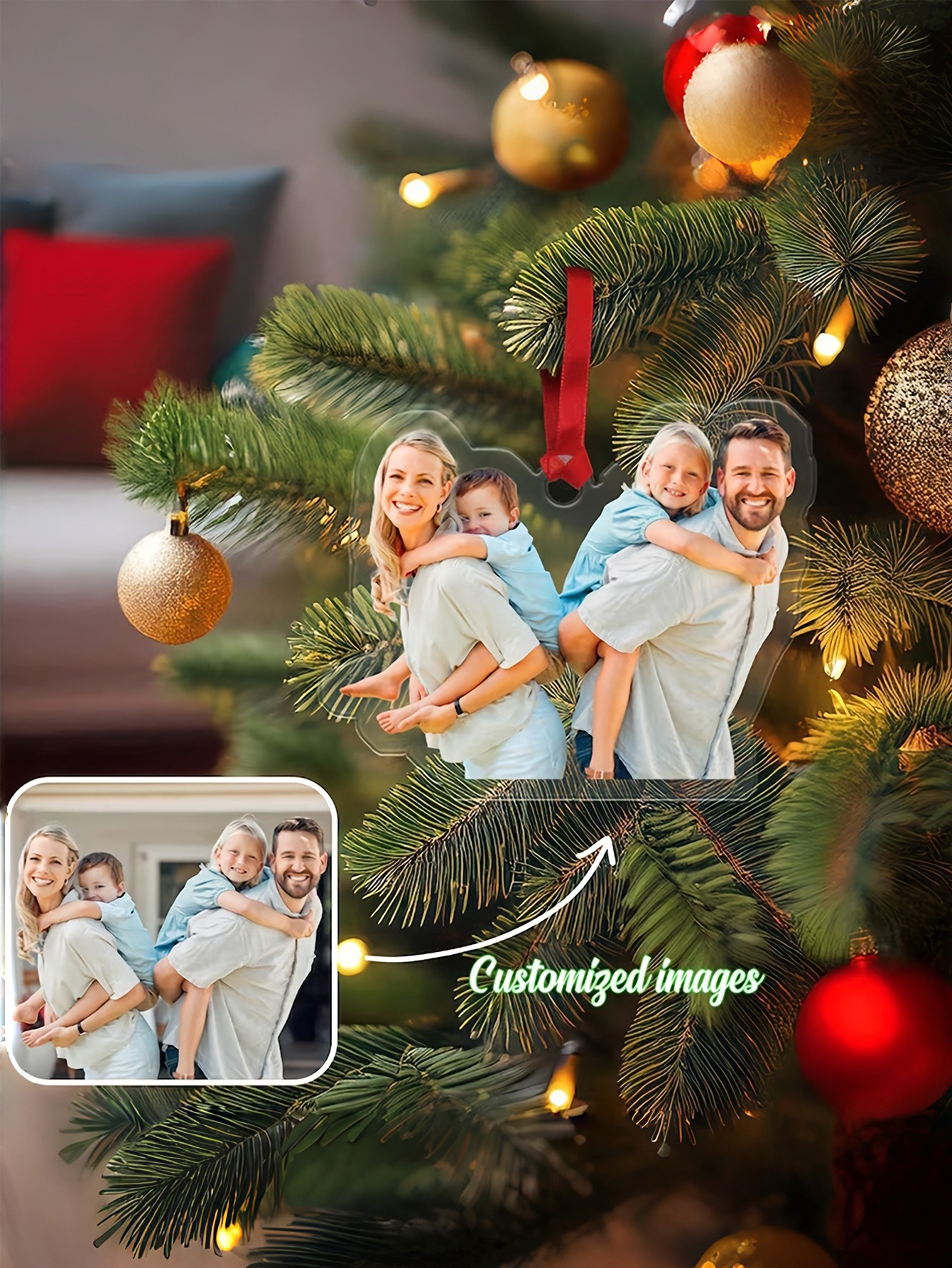 Personalized Christmas Photo Ornaments for Families, Couples, and Pets